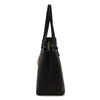 Side On View Of The Black Large Leather Shopping Bag