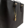 Close Up Features View Of The Black Large Leather Shopping Bag