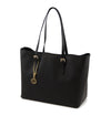 Left Angled View Of The Black Large Leather Shopping Bag