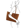 Women Posing With The Light Taupe Large Leather Shopping Bag
