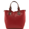 Front View Of The Red Two Toned Leather Handbag