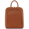Front View Of The Cognac Womens Leather Backpack