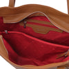 Internal Zip Pocket View Of The Cognac Shopper Bag