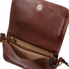 Internal Zip Pocket View Of The Brown Shoulder Bag For Women