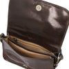 Internal Zip Pocket View Of The Dark Brown Shoulder Bag For Women