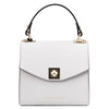 Front View Of The White Small Leather Shoulder Bag