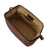 Internal View Of The Brown Small Leather Toiletry Bag