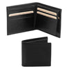 Open And Front View Of The Black Small Mens Leather Wallet