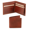 Open And Front View Of The Brown Small Mens Leather Wallet