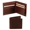 Open And Front View Of The Dark Brown Small Mens Leather Wallet
