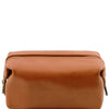 Front View Of The Honey Small Leather Toiletry Bag