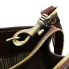 Shoulder Strap Attachment View Of The Brown Leather Briefcase For Women