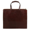 Rear View Of The Brown Leather Briefcase For Women