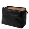 Open View Of The Black Leather Wash Bag