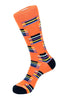 Side On View Of The Block Stripe Orange Colourful Socks