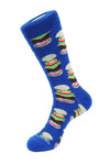 Side View Of The Medium Blue Multi Hamburger Socks