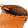 Internal Material View Of The Cognac Leather Fringe Bag