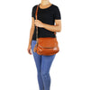 Women Posing With The Cognac Leather Fringe Bag