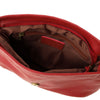 Internal Zip Pocket View Of The Red Leather Fringe Bag