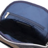 Internal Zip Pocket View Of The Black Womens Small Leather Backpack