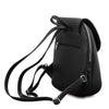 Rear Back Straps View Of The Black Womens Small Leather Backpack