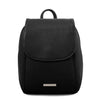 Front View Of The Black Womens Small Leather Backpack
