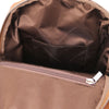 Internal Pocket View Of The Cognac Womens Small Leather Backpack