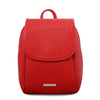 Front View Of The Lipstick Red Womens Small Leather Backpack