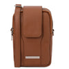 Front View Of The Cognac Mobile Phone Crossbody Bag
