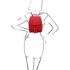 Women Posing With The Lipstick Red Womens Small Leather Backpack