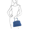 Sketch Of Women Posing With The Azure Quilted Leather Handbag