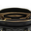 Internal Pocket View Of The Black Quilted Leather Handbag