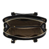 Internal Compartments View Of The Black Quilted Leather Handbag