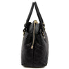 Side View Of The Black Quilted Leather Handbag
