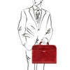 Man Posing With The Red Leather Document Bag