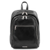 Front View Of The Black Stylish Leather Backpack