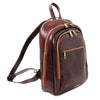 Angled View Of The Brown Stylish Leather Backpack