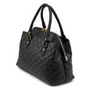 Right Angled View Of The Black Quilted Leather Handbag