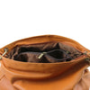 Internal Zip Compartment View Of The Cognac Tassel Crossbody Bag