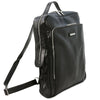 Angled View Of The Black Leather Backpack Laptop Bag