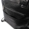 Rear Features View Of The Black Leather Backpack Laptop Bag