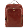 Front View Of The Brown Bangkok Leather Laptop Backpack