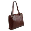 Angled View Of The Brown Women's Business Bag
