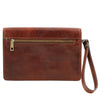 Rear View Of The Brown Leather Wrist Bag