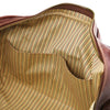Internal Pocket View Of The Brown Leather Duffle Bag Large