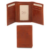 Front And Closed View Of The Brown Mens Credit Card Holder