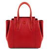 Front View Of The Lipstick Red Italian Leather Handbag