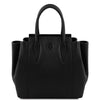 Front View Of The Black Italian Leather Handbag