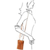 Sketch Of Women Posing With The Cognac Cellphone Holder and Mini Crossbody Bag