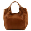 Rear View Of The Cognac Gina Large Leather Hobo Bag